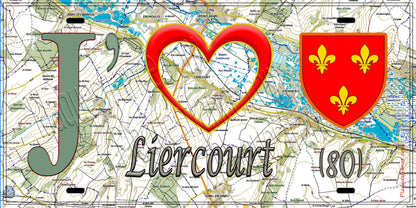 Plaque métal décorative 15X30 J' ❤️ Liercourt, Somme (80) geo