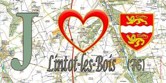 Plaque métal décorative 15x30 J' ❤️ Lintot-les-Bois, Seine Maritime (76) géo