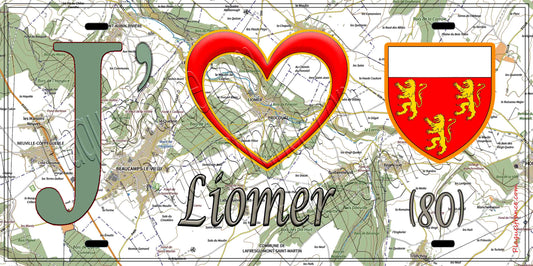 Plaque métal décorative 15X30 J' ❤️ Liomer, Somme (80)