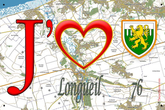 Plaque métal décorative  15x30J' ❤️ Longueil, Seine Maritime (76)