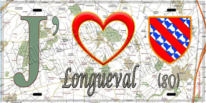 Plaque métal décorative 15X30 J' ❤️Longueval, Somme (80) 