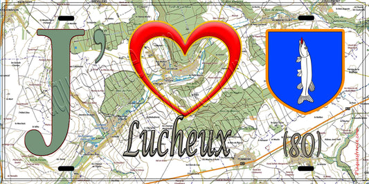Plaque métal décorative 15X30 J' ❤️ Lucheux, Somme (80)