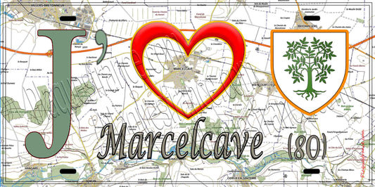 Plaque métal décorative 15X30 J' ❤️ Marcelcave, Somme (80)