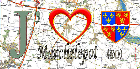 Plaque métal décorative 15X30 J' ❤️ Marchélepot, Somme (80)