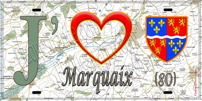 Plaque métal décorative 15X30 J' ❤️ Marquaix, Somme (80)