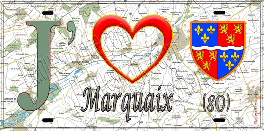 Plaque métal décorative 15X30 J' ❤️ Marquaix, Somme (80)