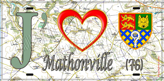 Plaque métal décorative 15X30 J' ❤️ Mathonville, Seine Maritime (76) géo