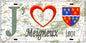 Plaque métal décorative 15X30 J' ❤️ Meigneux, Somme (80) géo