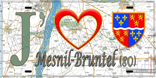 Plaque métal décorative 15X30 J' ❤️ Mesnil-Bruntel, Somme (80)