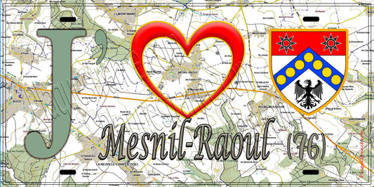 Plaque métal décorative 15X30 J' ❤️ Mesnil-Raoul, Seine Maritime (76) géo