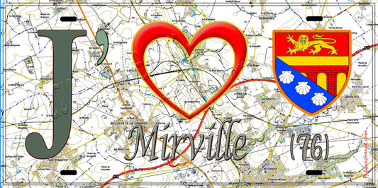 Plaque métal décorative 15X30 J' ❤️ Mirville, Seine Maritime (76) géo