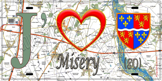 Plaque métal décorative 15X30 J' ❤️ Misery, Somme (80)