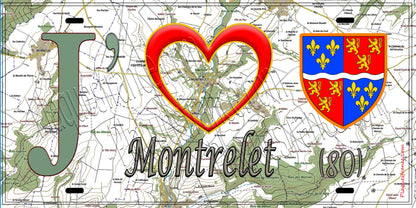 Plaque métal décorative 15X30 J' ❤️ Fieffes-Montrelet, Somme (80)