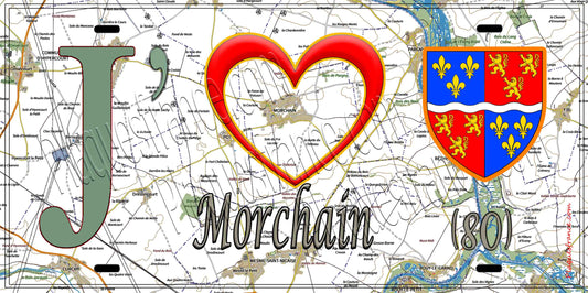 Plaque métal décorative 15X30 J' ❤️ Morchain, Somme (80)