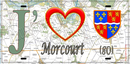 Plaque métal décorative 15X30 J' ❤️Morcourt, Somme (80)