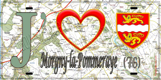 Plaque métal décorative 15X30 J' ❤️ Morgny-la-Pommeraye, Seine Maritime (76) géo