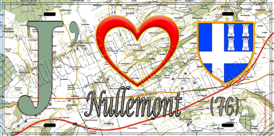 Plaque métal décorative 15X30 J' ❤️ Nullemont, Seine Maritime (76) géo