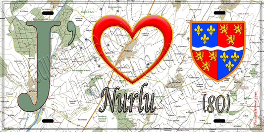 Plaque métal décorative 15X30 J' ❤️ Nurlu, Somme (80)