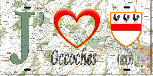 Plaque métal décorative 15X30 J' ❤️ Occoches, Somme (80)