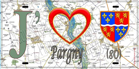 Plaque métal décorative 15X30 J' ❤️ Pargny, Somme (80)
