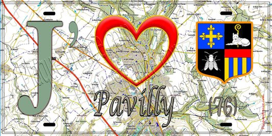 Plaque métal décorative 15X30 J' ❤️ Pavilly, Seine Maritime (76) geo