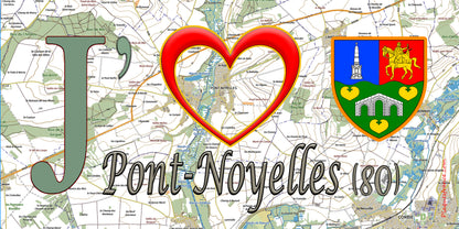 Plaque métal décorative 15X30 J' ❤️ Pont-Noyelles, Somme (80)