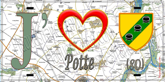 Plaque métal décorative 15X30 J' ❤️ Potte, Somme (80)
