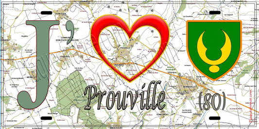 Plaque métal décorative 15X30 J' ❤️ Prouville, Somme (80)