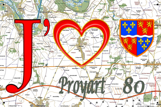 Plaque métal décorative 20X30 J' ❤️ Proyart, Somme (80)