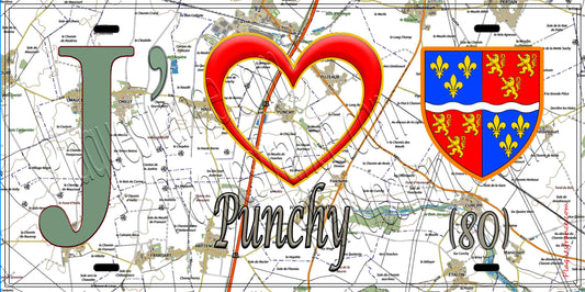 Plaque métal décorative 20 cm x 30 cm J' ❤️ Punchy, Somme (80)