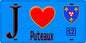 Plaque métal décorative  J' ❤️ Puteaux, Hauts de Seine (92) fond bleu