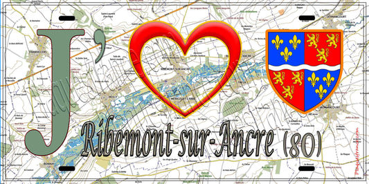 Plaque métal décorative 15X30 J' ❤️ Ribemont-sur-Ancre, Somme (80)