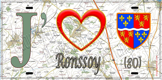 Plaque métal décorative 15X30 J' ❤️ Ronssoy, Somme (80)