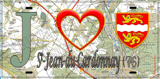 Plaque métal décorative 15X30 J' ❤️ Saint-Jean-du-Cardonnay, Seine Maritime (76) géo