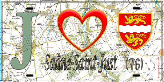 Plaque métal décorative 15x30 J' ❤️ Saâne-Saint-Just, Seine Maritime (76) géo