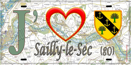 Plaque métal décorative 15X30 J' ❤️ Sailly-le-Sec, Somme (80)
