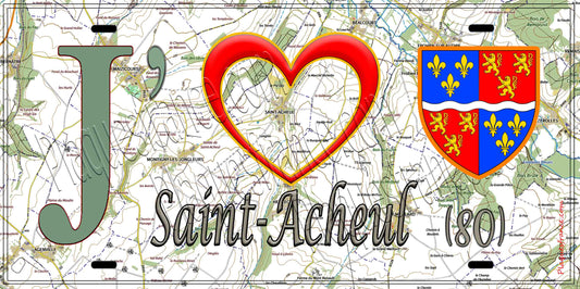 Plaque métal décorative 15X30 J' ❤️ Saint-Acheul, Somme (80)