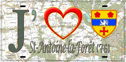 Plaque métal décorative 15X30 J' ❤️ Saint-Antoine-la-Forêt, Seine Maritime (76) géo
