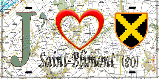 Plaque métal décorative 15X30 J' ❤️ Saint-Blimont, Somme (80) géo