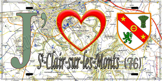 Plaque métal décorative 15X30 J' ❤️ Saint-Clair-sur-les-Monts , Seine Maritime (76) geo