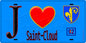 Plaque métal décorative  J' ❤️ Saint-Cloud, Hauts de Seine (92) fond bleu