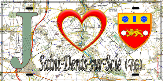 Plaque métal décorative 15x30 J' ❤️ Saint-Denis-sur-Scie, Seine Maritime (76) géo