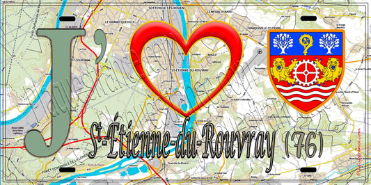 Plaque métal décorative 15X30 J' ❤️ Saint-Étienne-du-Rouvray, Seine Maritime (76) géo