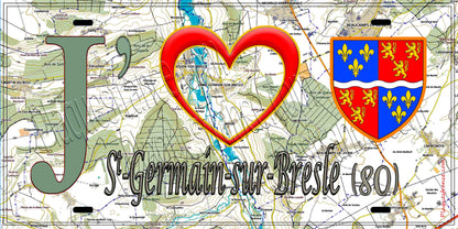 Plaque métal décorative 15X30 J' ❤️ Saint-Léger-sur-Bresle, Somme (80) geo