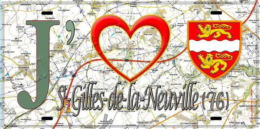 Plaque métal décorative 15X30 J' ❤️ Saint-Gilles-de-la-Neuville, Seine Maritime (76) geo