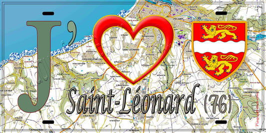 Plaque métal décorative 15X30 J' ❤️ Saint-Léonard, Seine Maritime (76) geo