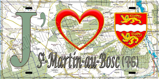 Plaque métal décorative 15X30 J' ❤️ Saint-Martin-au-Bosc, Seine Maritime (76) géo
