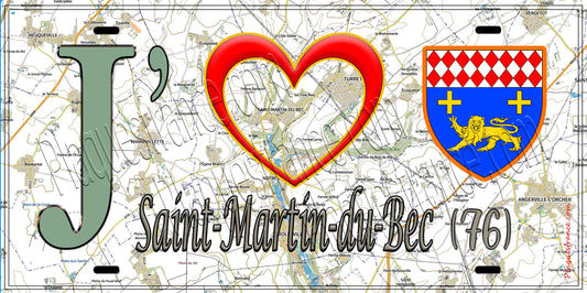 Plaque métal décorative 15X30 J' ❤️ Saint-Martin-du-Bec, Seine Maritime (76) geo