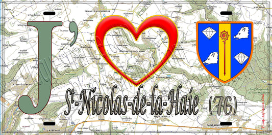Plaque métal décorative 15X30 J' ❤️ Saint-Nicolas-de-la-Haie, Seine Maritime (76) geo