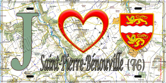 Plaque métal décorative 15x30 J' ❤️ Saint-Pierre-Bénouville, Seine Maritime (76) géo